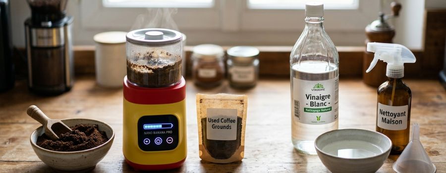Astuces zéro déchet avec le marc de café et le vinaigre blanc